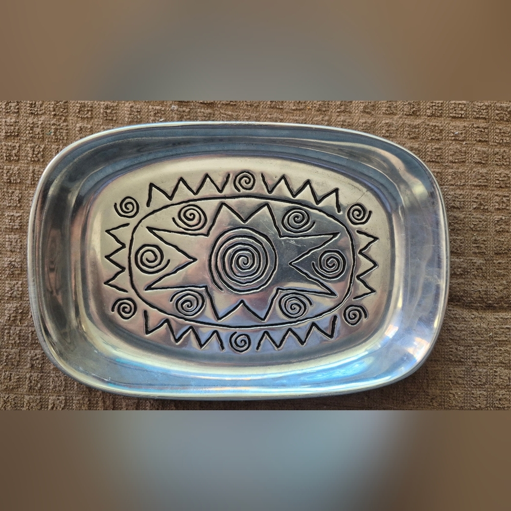 Bread Tray - William Armetale Reggae Pattern B Pewter 9 1/4" x 6 1/2" 